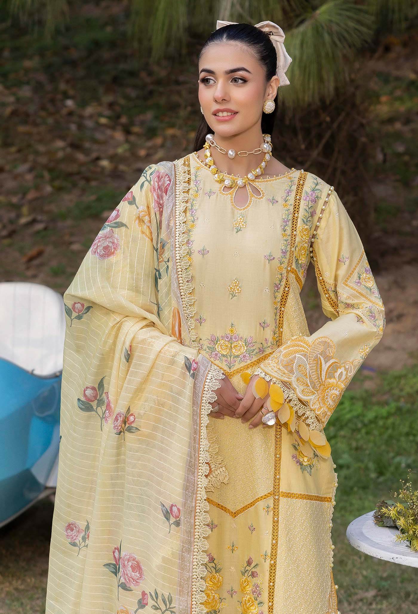 Adans Libas Gull Rukh Unstitched Lawn 3 Piece - Jotey