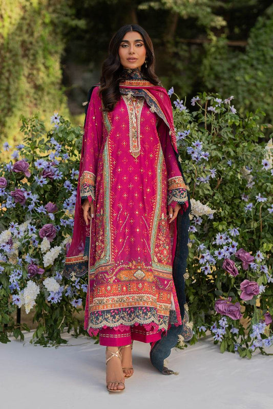 Luxe Silk By Qalamkar Embroidered Unstitched 3pcs - Jotey