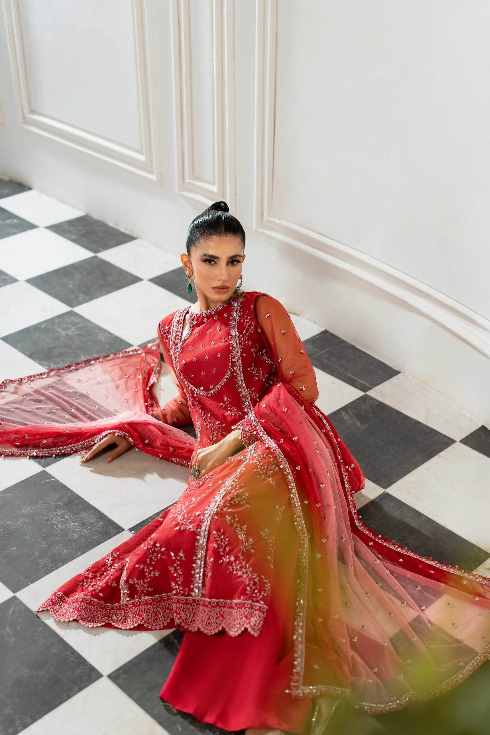 AZZAL MISHRI Luxury Festive Embroidered Unstitched 3pcs - Jotey