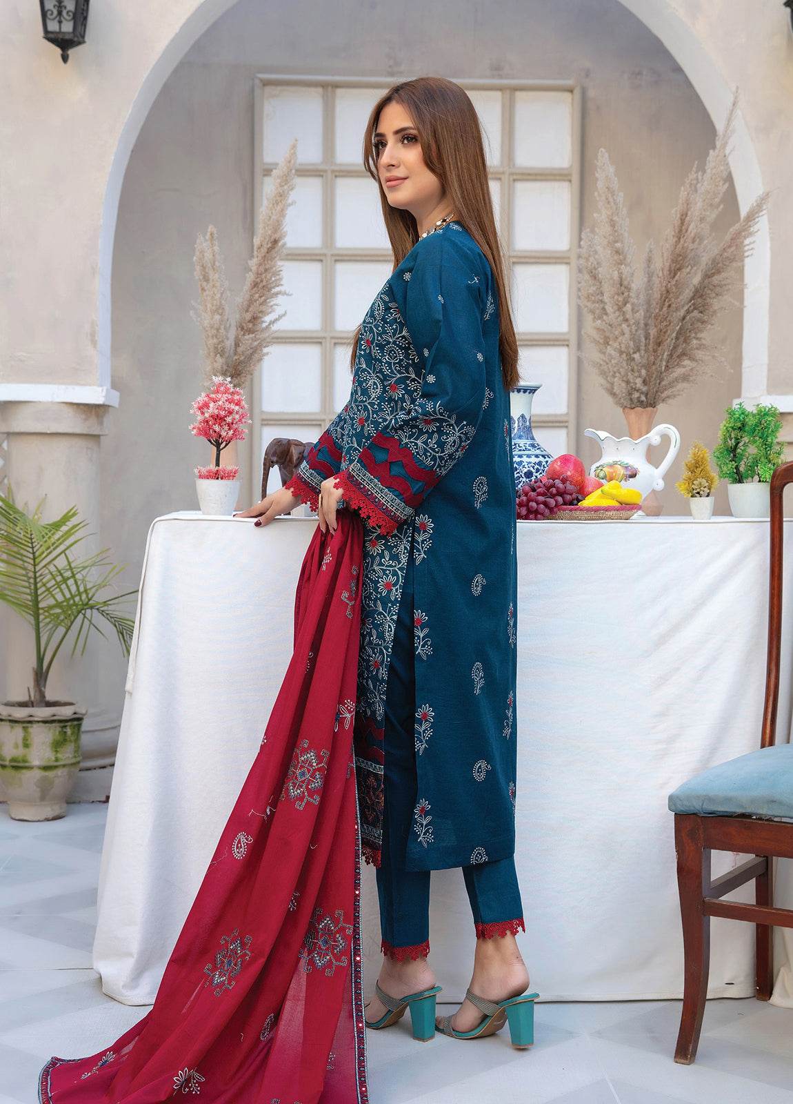 Ethnic By Anaya Hoor Embroidered Lawn Unstitched 3pcs - Jotey