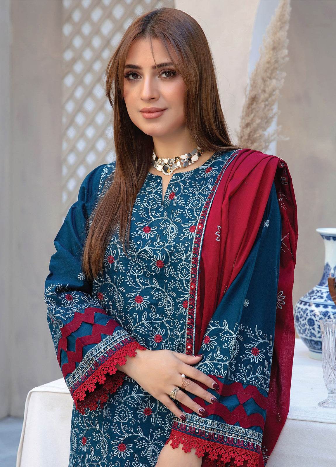 Ethnic By Anaya Hoor Embroidered Lawn Unstitched 3pcs - Jotey