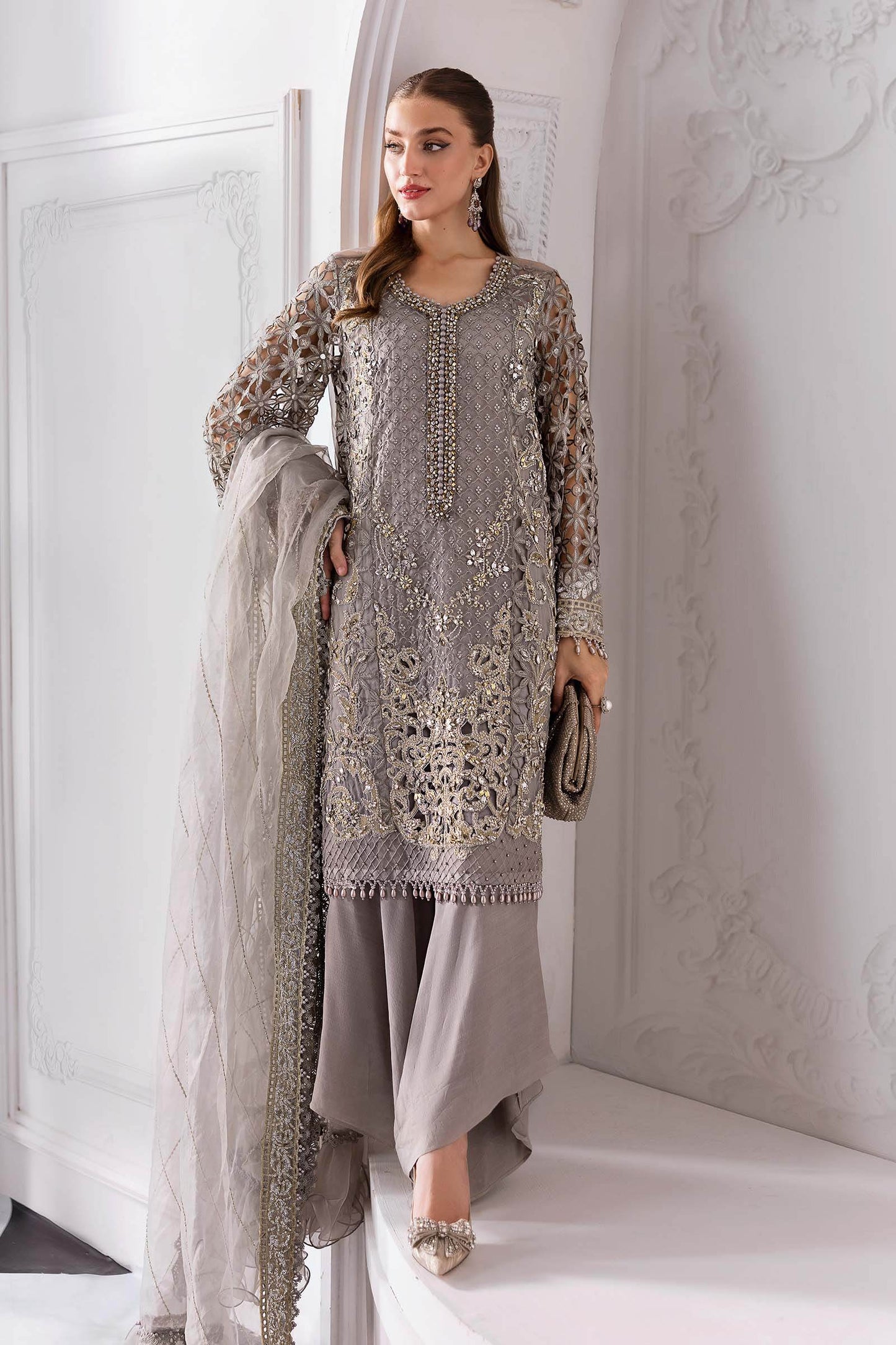 MARIA B. Embroidered Vol-30 Luxury Unstitched 3pcs - Jotey