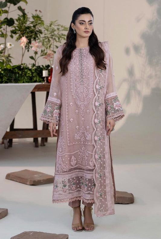 Roshnai By ZA Clothes Embroidered Semi-Stitched Organza 3pcs