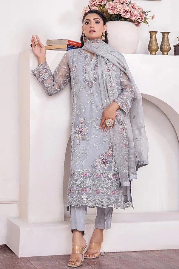 ZA Clothes MUZAYYAN Embroidered Organza Ready to wear 3pcs