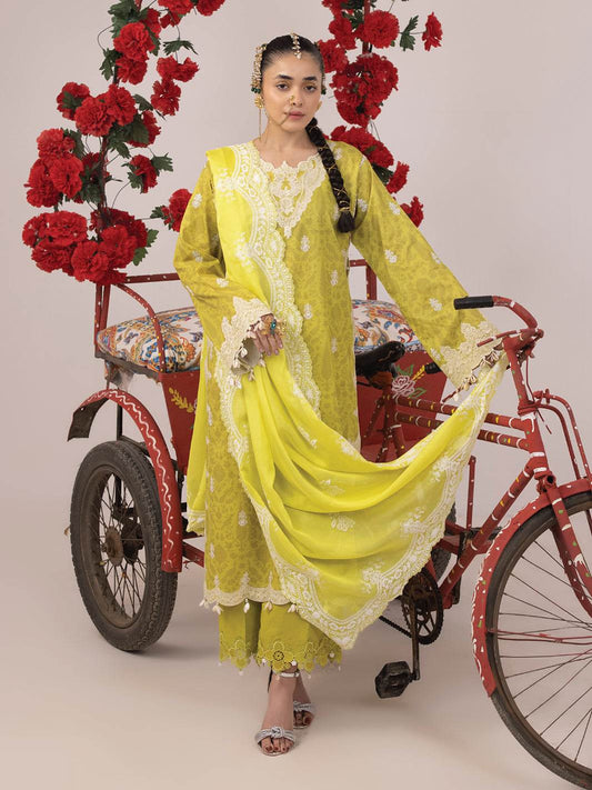 RANGEELI Digital Printed Embroidered Unstitched Lawn 3pcs - Jotey
