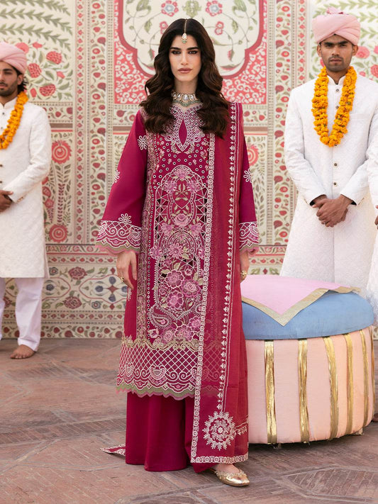 Husn Jahan By Mahnur Embroidered Luxury Lawn Unstitched 3pcs - Jotey