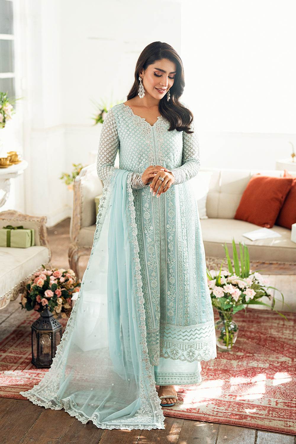 Azure Luxe'25 Embroidered Chiffon Unstitched 3pcs - Jotey