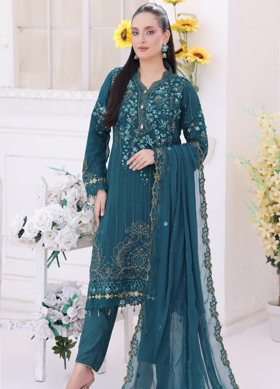 Ghungroo By Bin khalid Embroidered Chiffon Unstitched Three Piece