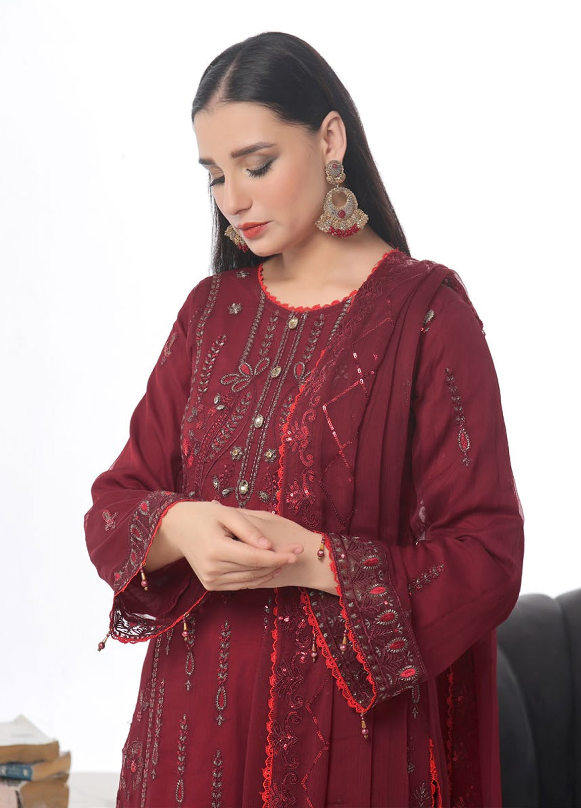 Chandni Raatein By Bin Khalid Embroidered Chiffon Unstitched 3pcs