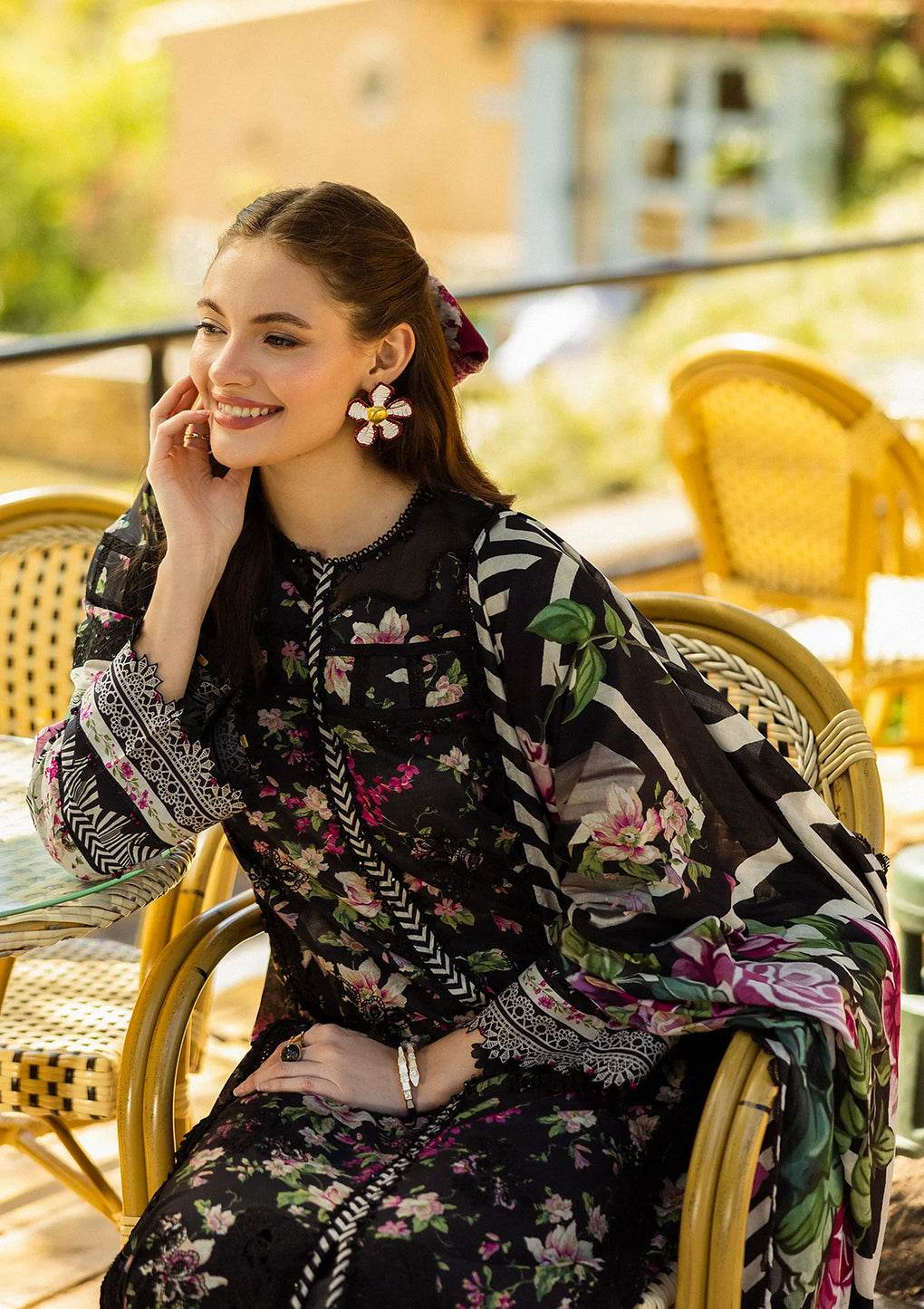 Elaf Print Chikankari Unstitched Lawn 3pcs - Jotey
