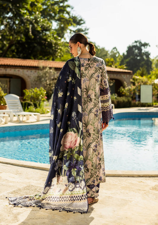 Elaf Print Chikankari Unstitched Lawn 3pcs