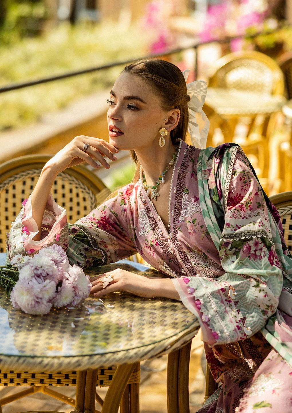 Elaf Print Chikankari Unstitched Lawn 3pcs - Jotey