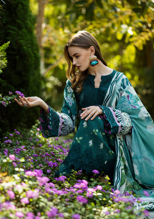 Elaf Print Chikankari Unstitched Lawn 3pcs