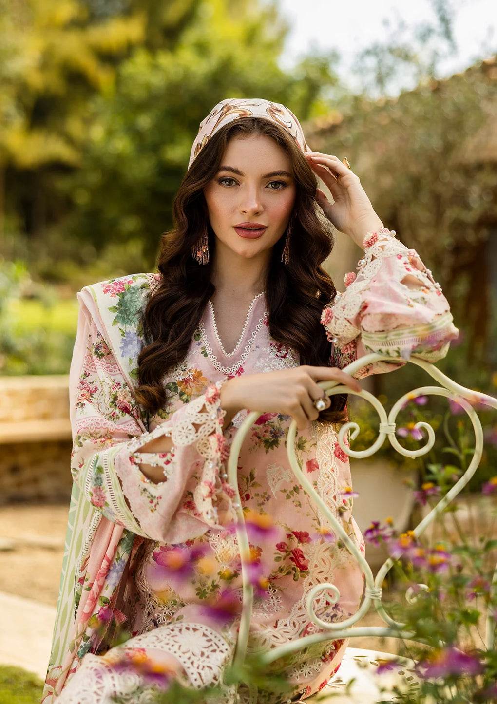 Elaf Print Chikankari Unstitched Lawn 3pcs - Jotey