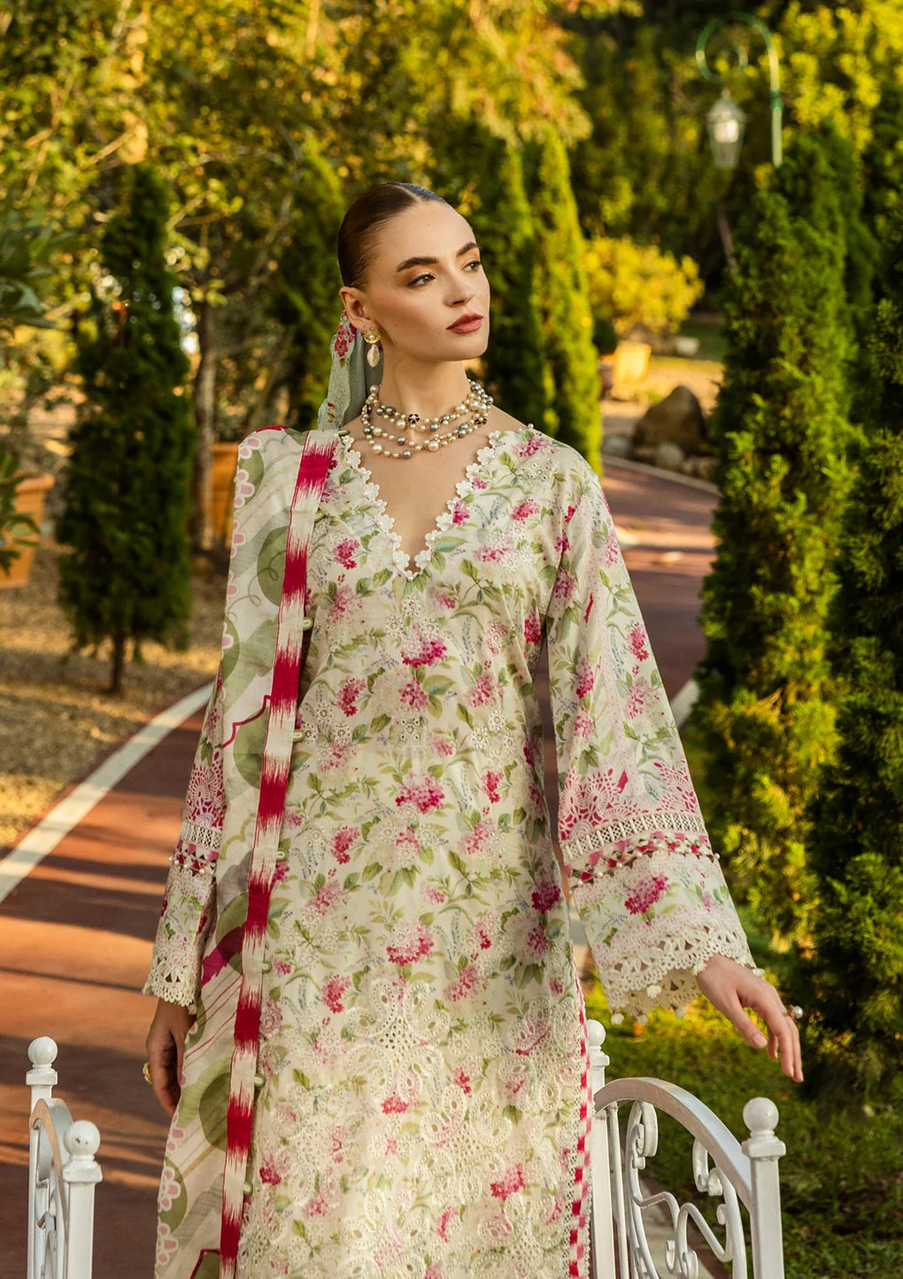 Elaf Print Chikankari Unstitched Lawn 3pcs
