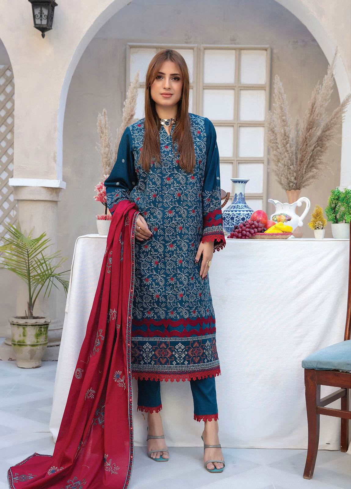 Ethnic By Anaya Hoor Embroidered Lawn Unstitched 3pcs - Jotey
