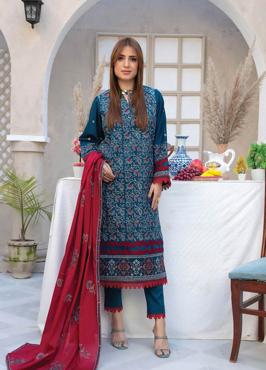 Ethnic By Anaya Hoor Embroidered Lawn Unstitched 3pcs - Jotey