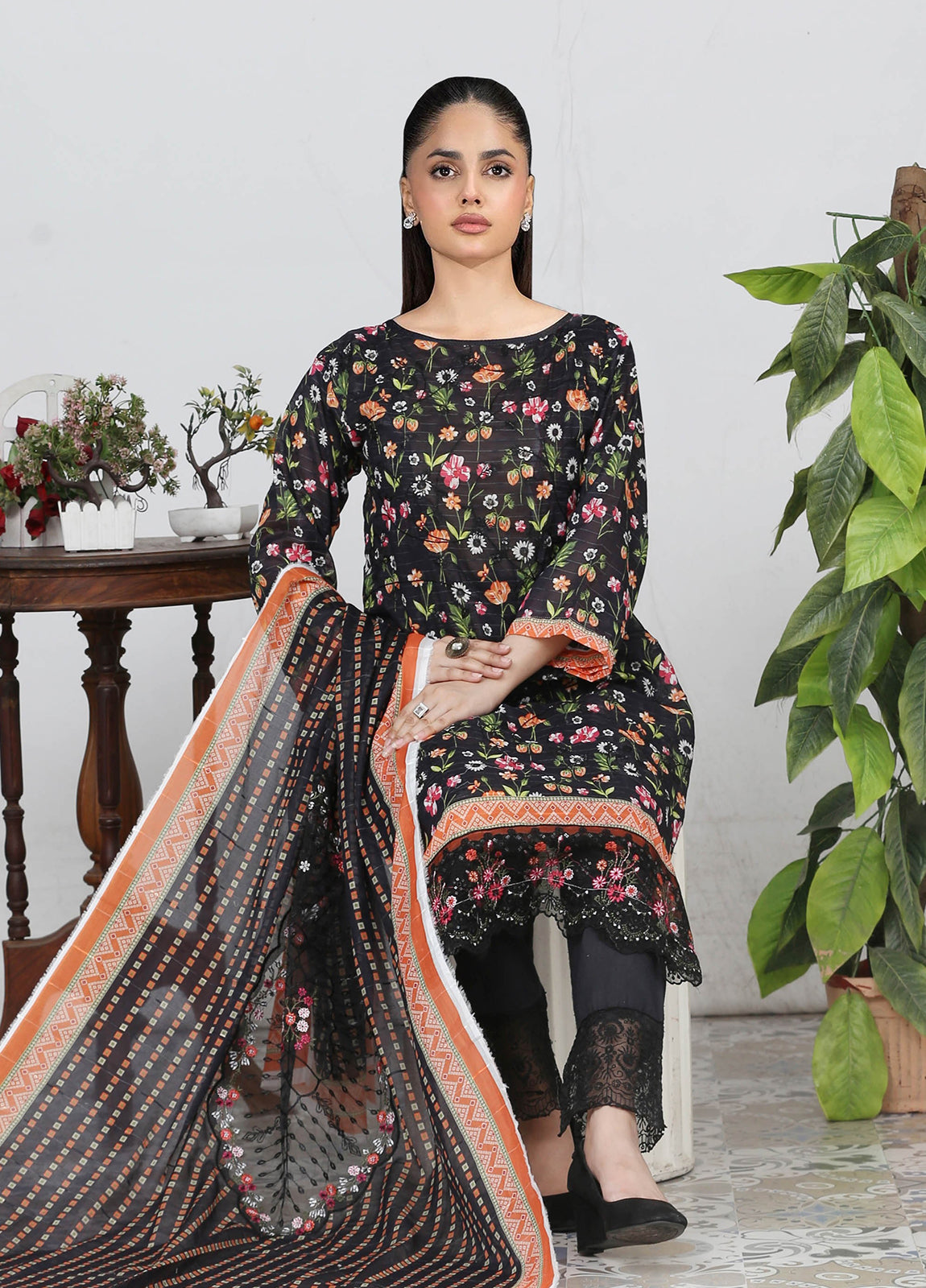 Sui Dhaga Embroidered Printed Lawn Unstitched 3pcs