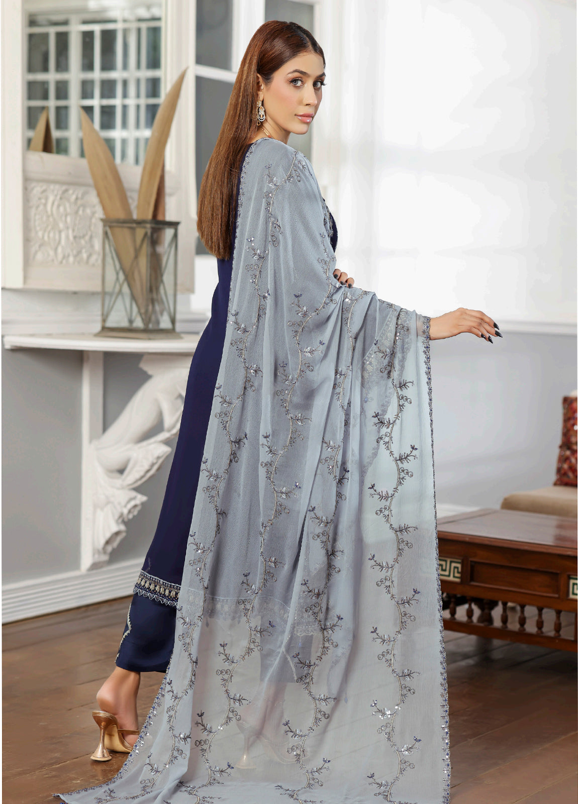 Rang Rasiya By Bin khalid Embroidered Fancy Chiffon Unstitched Three Piece