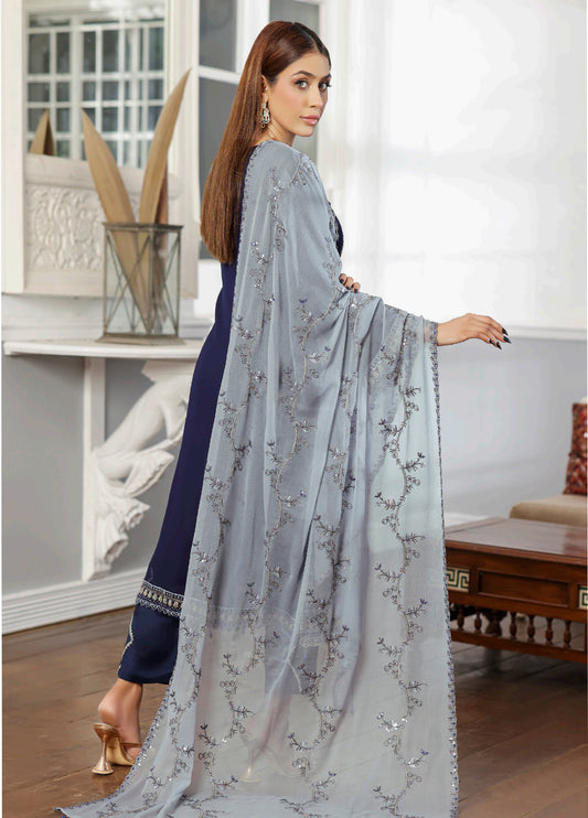 Rang Rasiya By Bin khalid Embroidered Fancy Chiffon Unstitched Three Piece