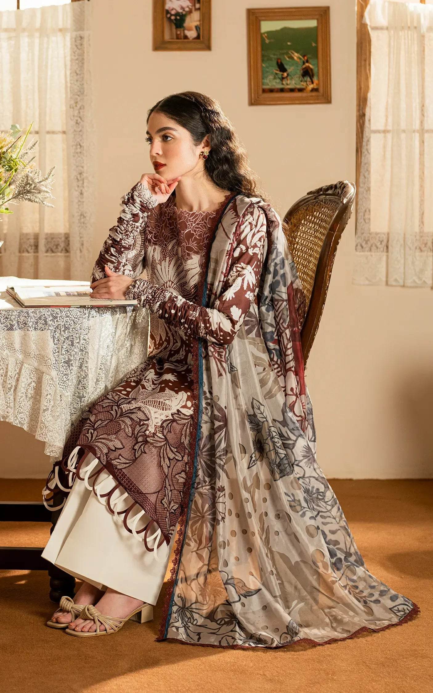 Meraki By Asifa And Nabeel Vol-01 Embroidered Lawn Unstitched 3pcs - Jotey