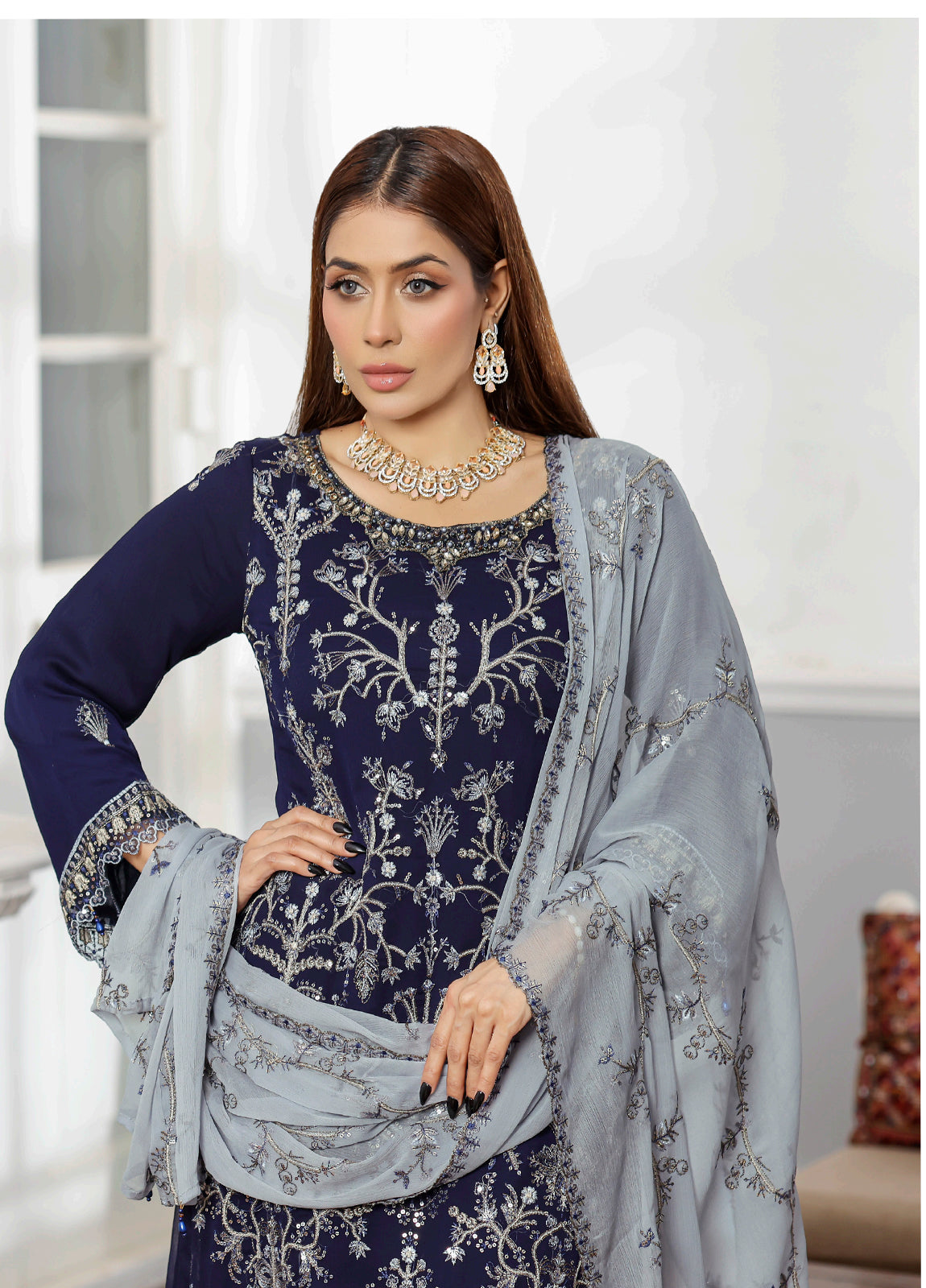 Rang Rasiya By Bin khalid Embroidered Fancy Chiffon Unstitched Three Piece