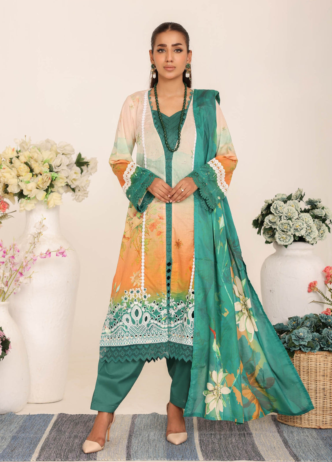Inshal by Johra Chikankari + Printed Lawn Unstitched 3Pcs