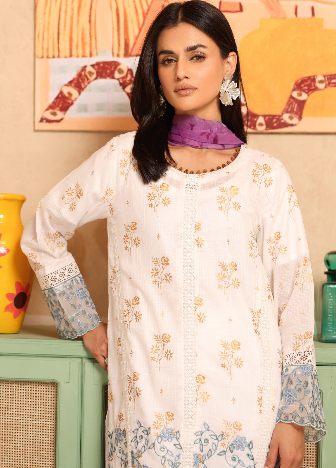 Milhaan By Johra Embroidered Chikankari & Gold Printed Lawn Unstitched 3Pcs