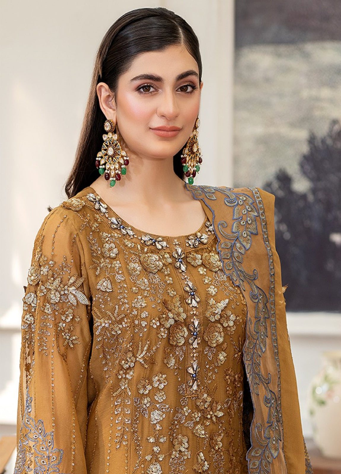 Tabassum By ZA Clothes Embroidered Chiffon Semi-Stitched 3pcs