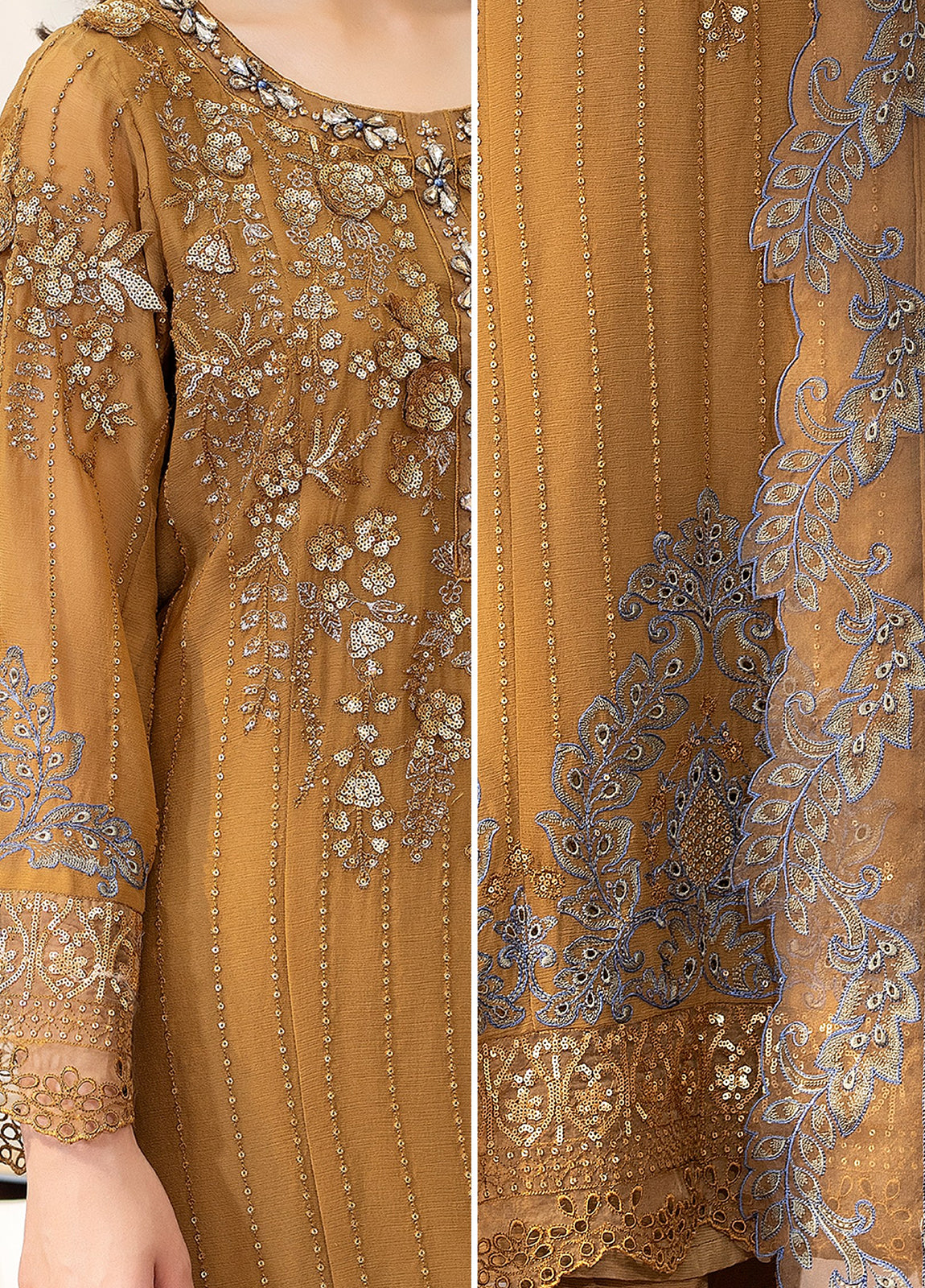 Tabassum By ZA Clothes Embroidered Chiffon Semi-Stitched 3pcs