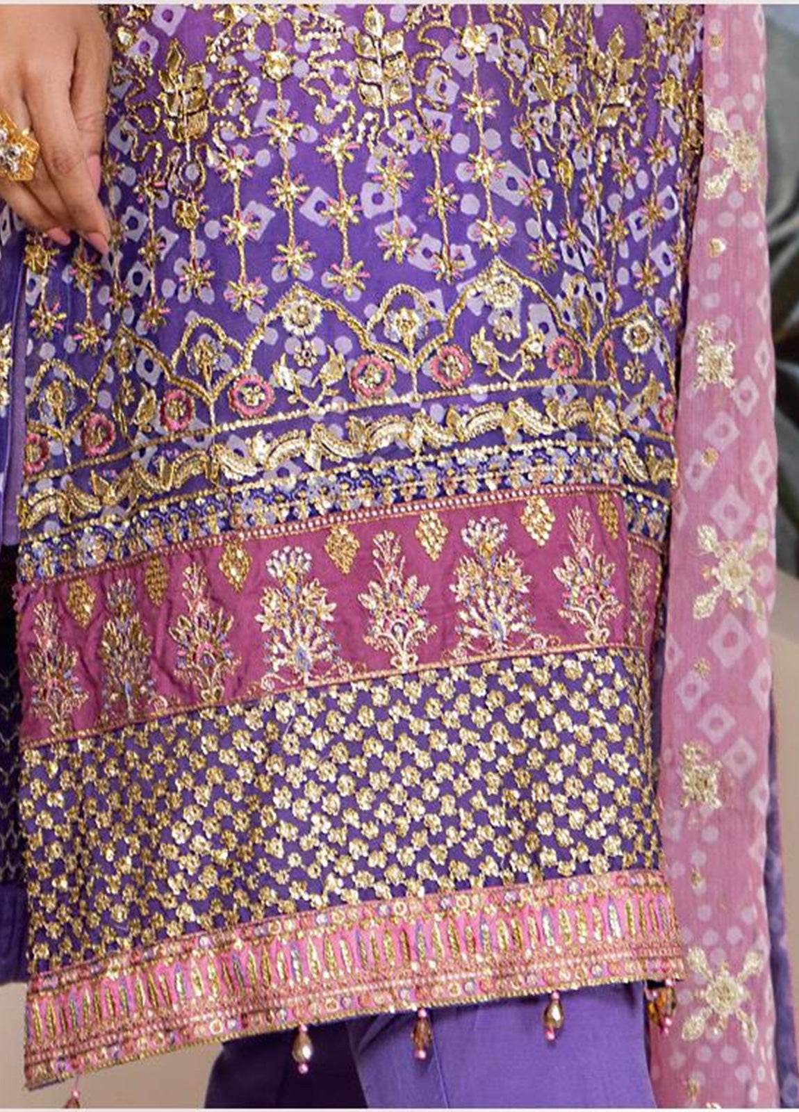 Nova By ZA Clothes Embroidered Chiffon Semi-Stitched 3pcs - Jotey