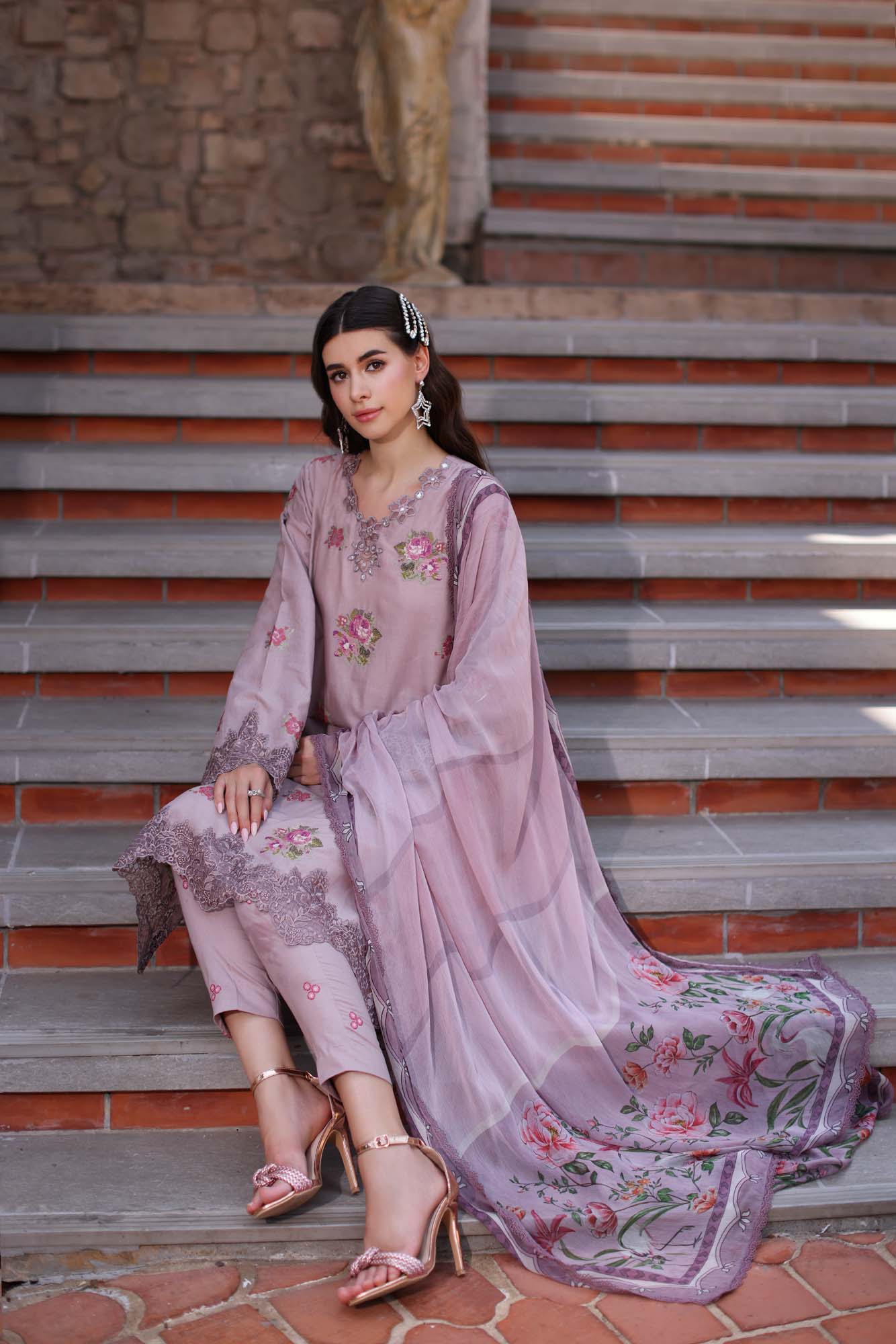 Noor By Saadia Asad Eid Luxe Printkari Embroidered Lawn Unstitched 3pcs