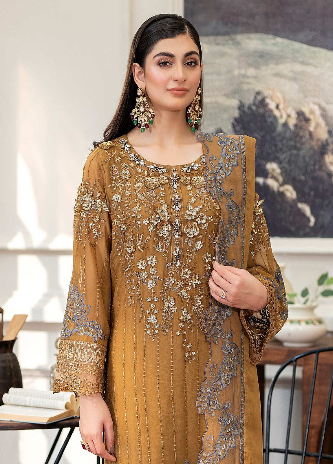 Tabassum By ZA Clothes Embroidered Chiffon Semi-Stitched 3pcs