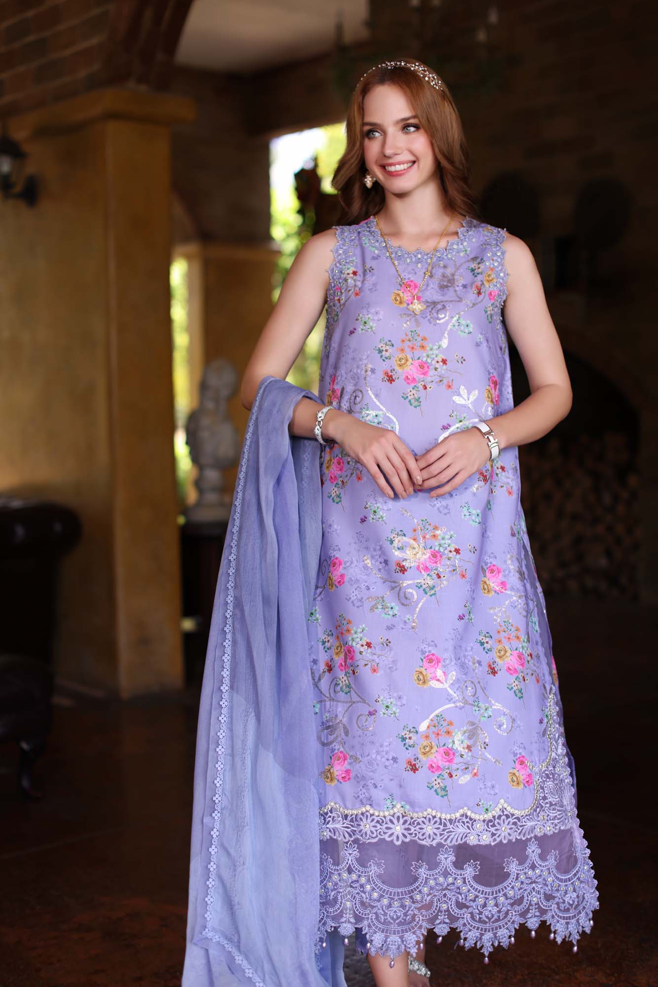 Noor By Saadia Asad Eid Luxe Printkari Embroidered Lawn Unstitched 3pcs
