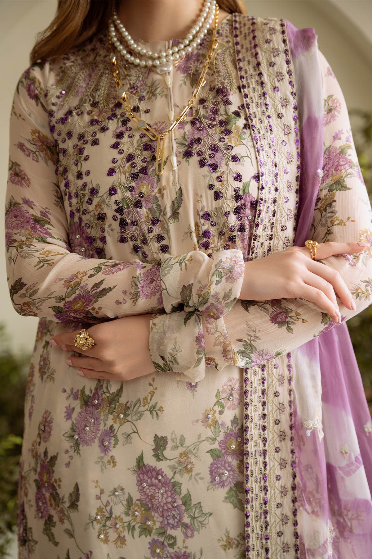 Amaya By Nureh Embroidered Luxury Chiffon Unstitched 3pcs