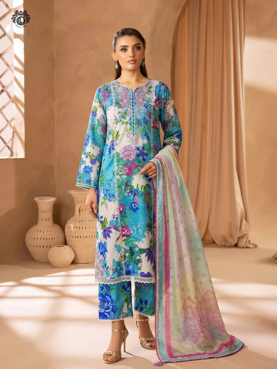 Printkari By Gull Jee Embroidered Digital Printed Lawn Unstitched 3Pcs