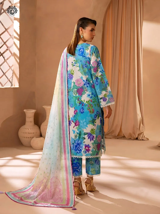 Printkari By Gull Jee Embroidered Digital Printed Lawn Unstitched 3Pcs