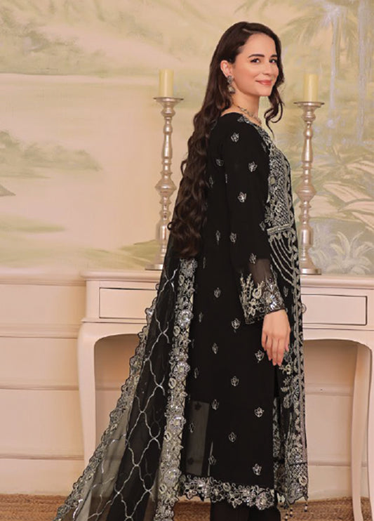 Nura Luxury Embroidered Chiffon Semi-Stitched 3pcs