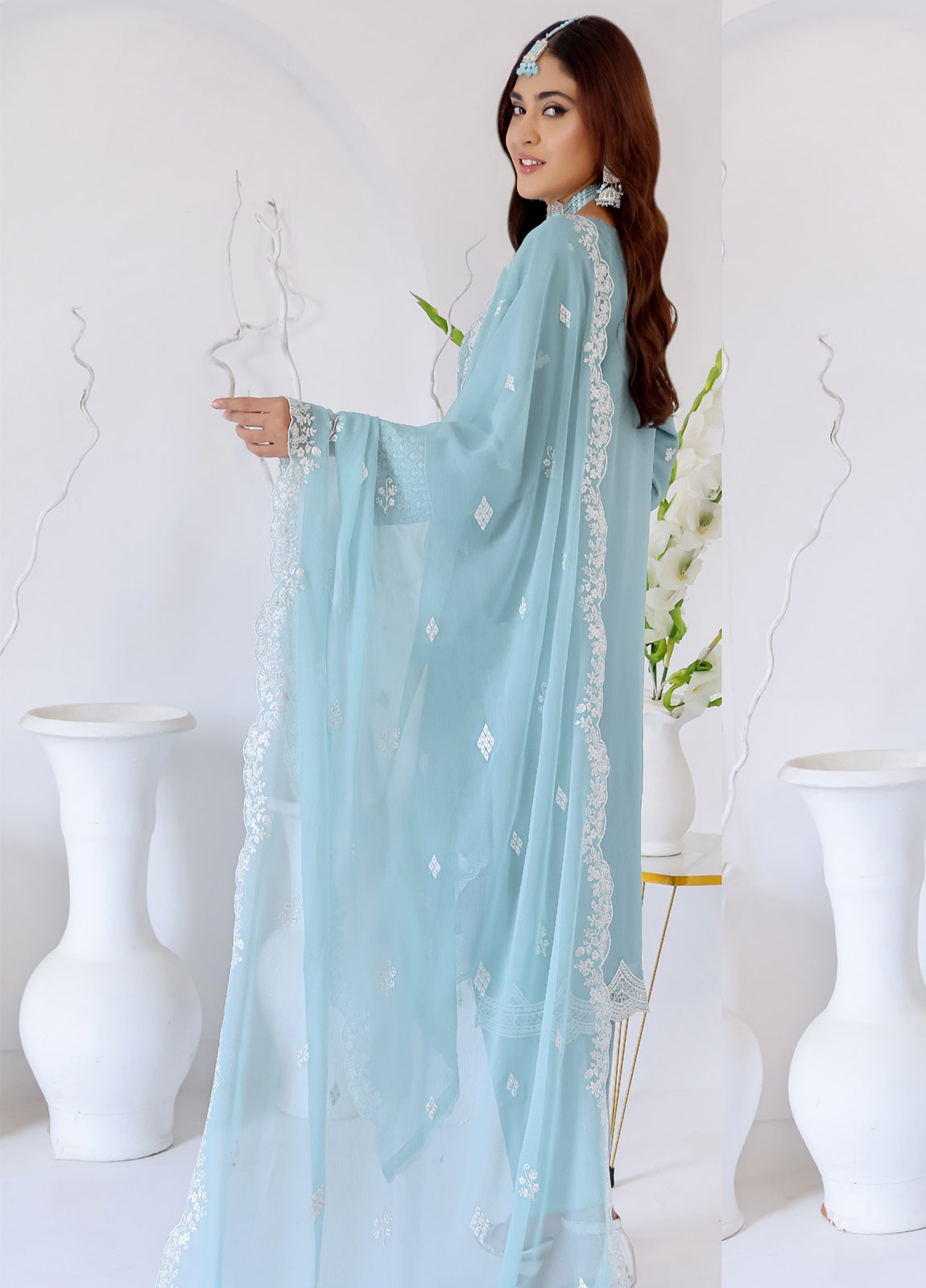 Zahikah By Bin Hameed Luxury Embroidered Chiffon Untitched 3pcs