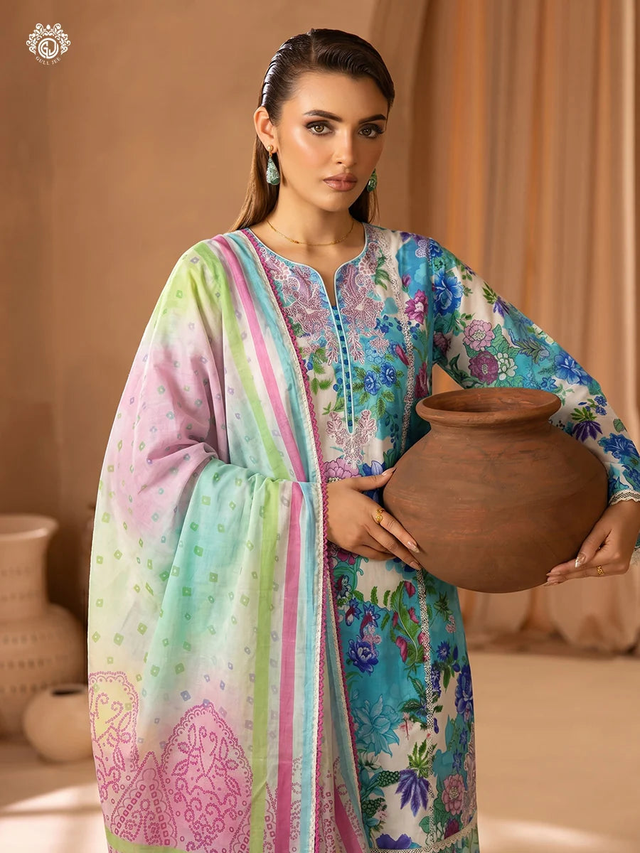 Printkari By Gull Jee Embroidered Digital Printed Lawn Unstitched 3Pcs