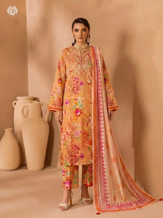 Printkari By Gull Jee Embroidered Digital Printed Lawn Unstitched 3Pcs