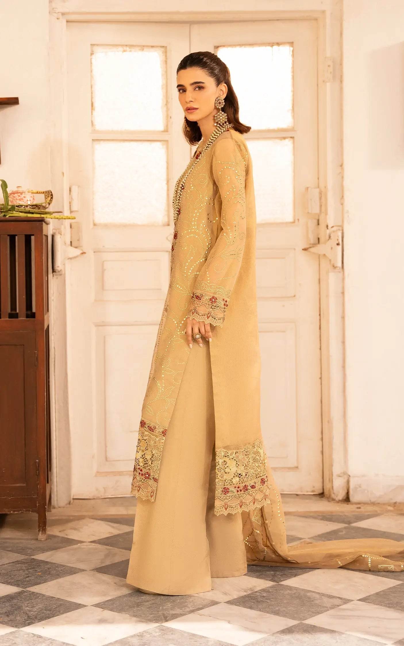 Eid Festive By Asifa And Nabeel Vol-01 Embroidered Zari Net Unstitched 3pcs - Jotey