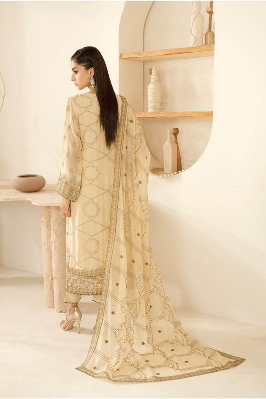 Sonehri By Ramsha Chiffon Unstitched 3pcs - Jotey