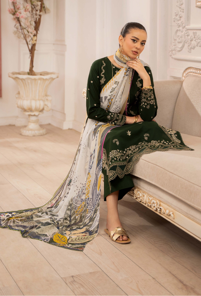 Inara By Humdum Embroidered Lawn'25 Unstitched 3pcs