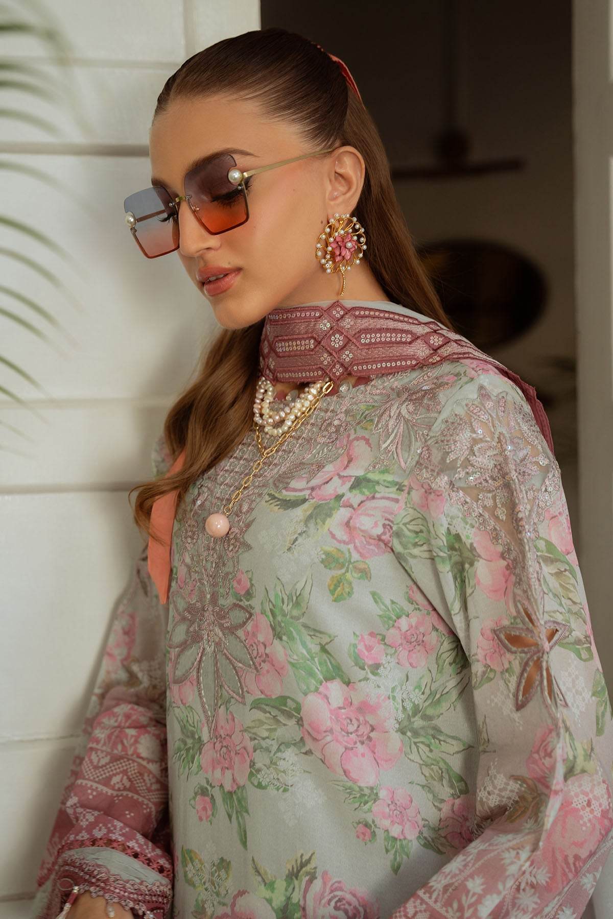 Nureh Maya Swiss Lawn Embroidered Unstitched 3pcs - Jotey