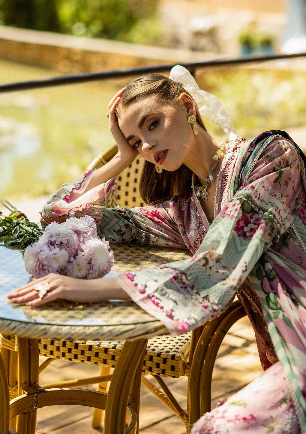 Elaf Print Chikankari Unstitched Lawn 3pcs - Jotey
