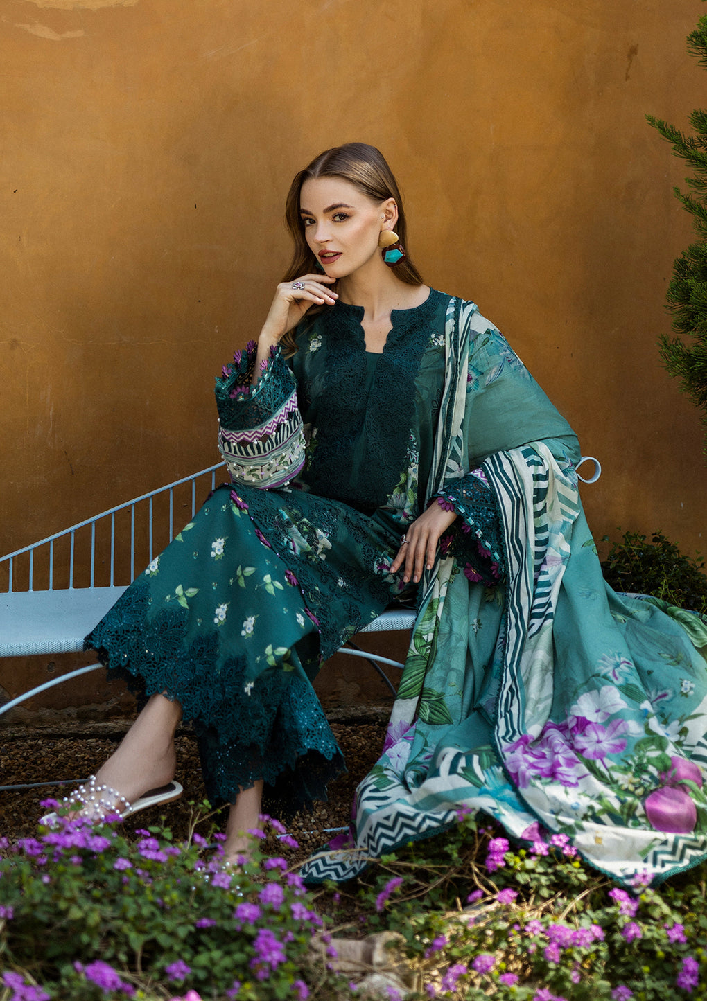 Elaf Print Chikankari Unstitched Lawn 3pcs