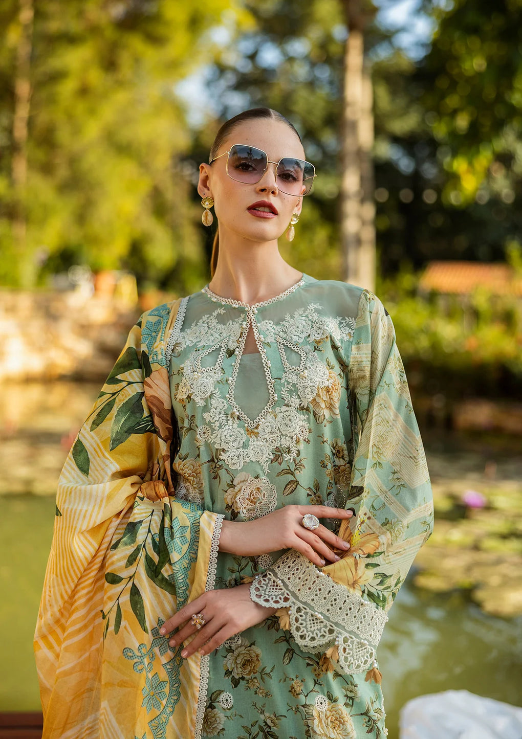Elaf Print Chikankari Unstitched Lawn 3pcs