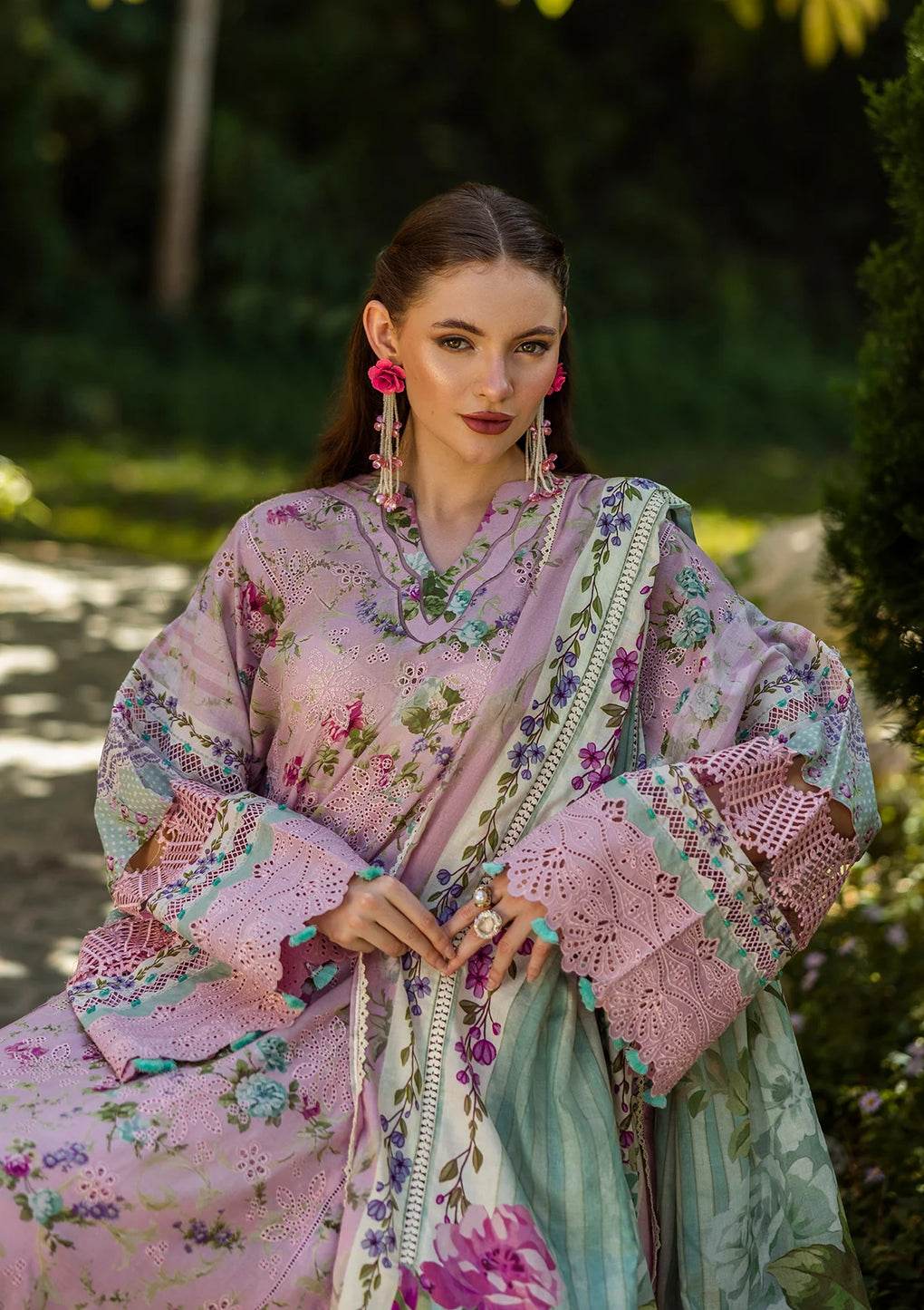 Elaf Print Chikankari Unstitched Lawn 3pcs - Jotey