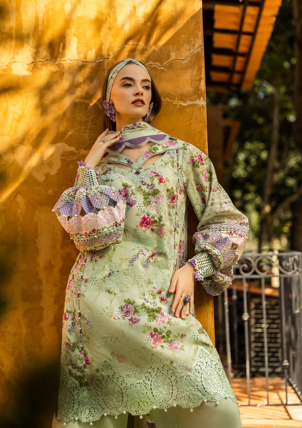 Elaf Print Chikankari Unstitched Lawn 3pcs
